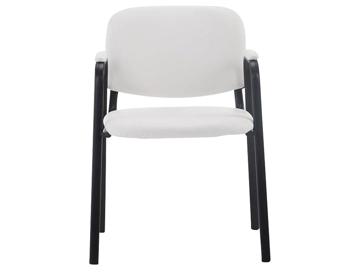 Lot de 4 Chaise de salle à manger - Similicuir & Métal noir mat - Blanc - Ken Pro