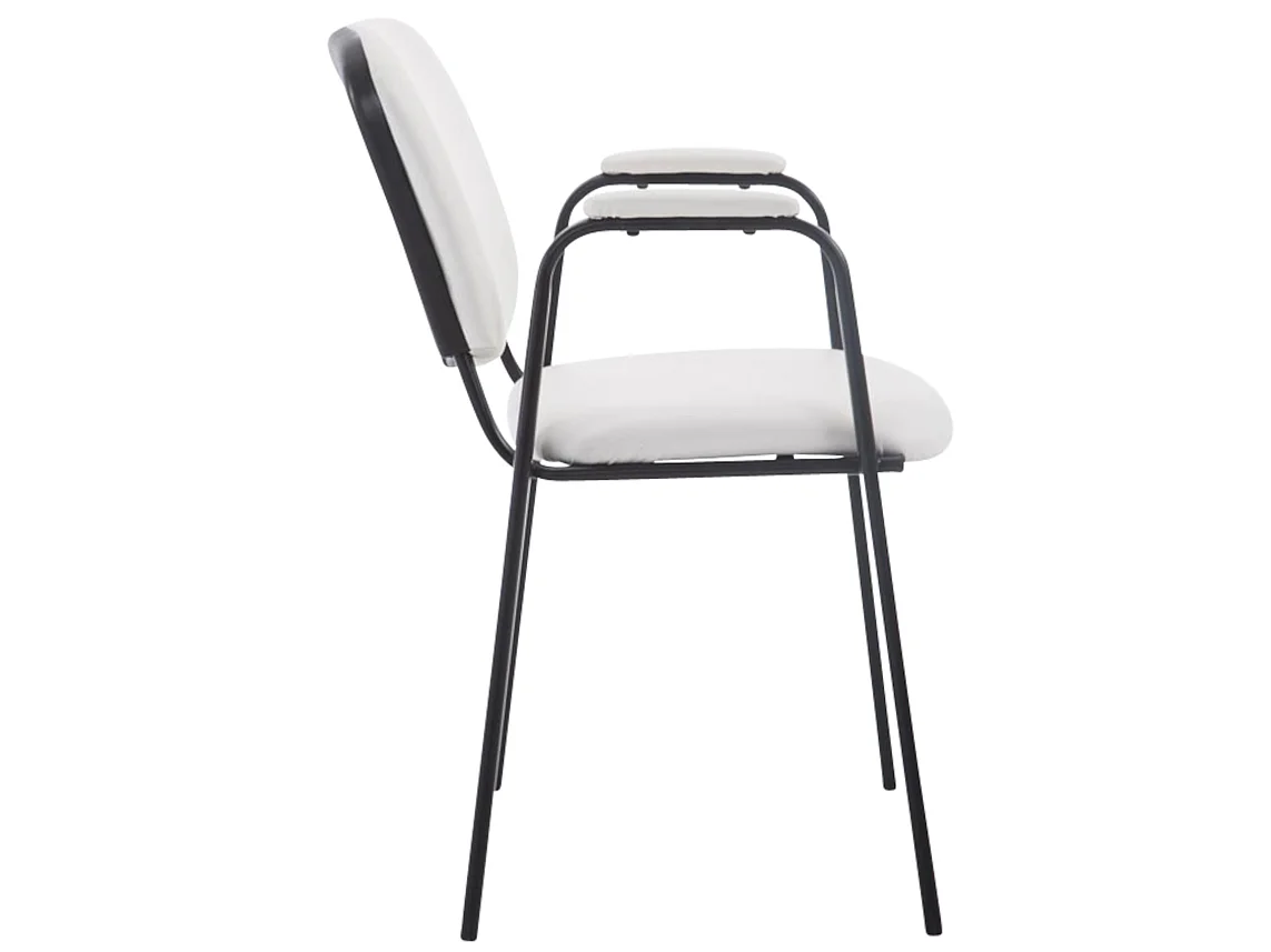 Lot de 4 Chaise de salle à manger - Similicuir & Métal noir mat - Blanc - Ken Pro