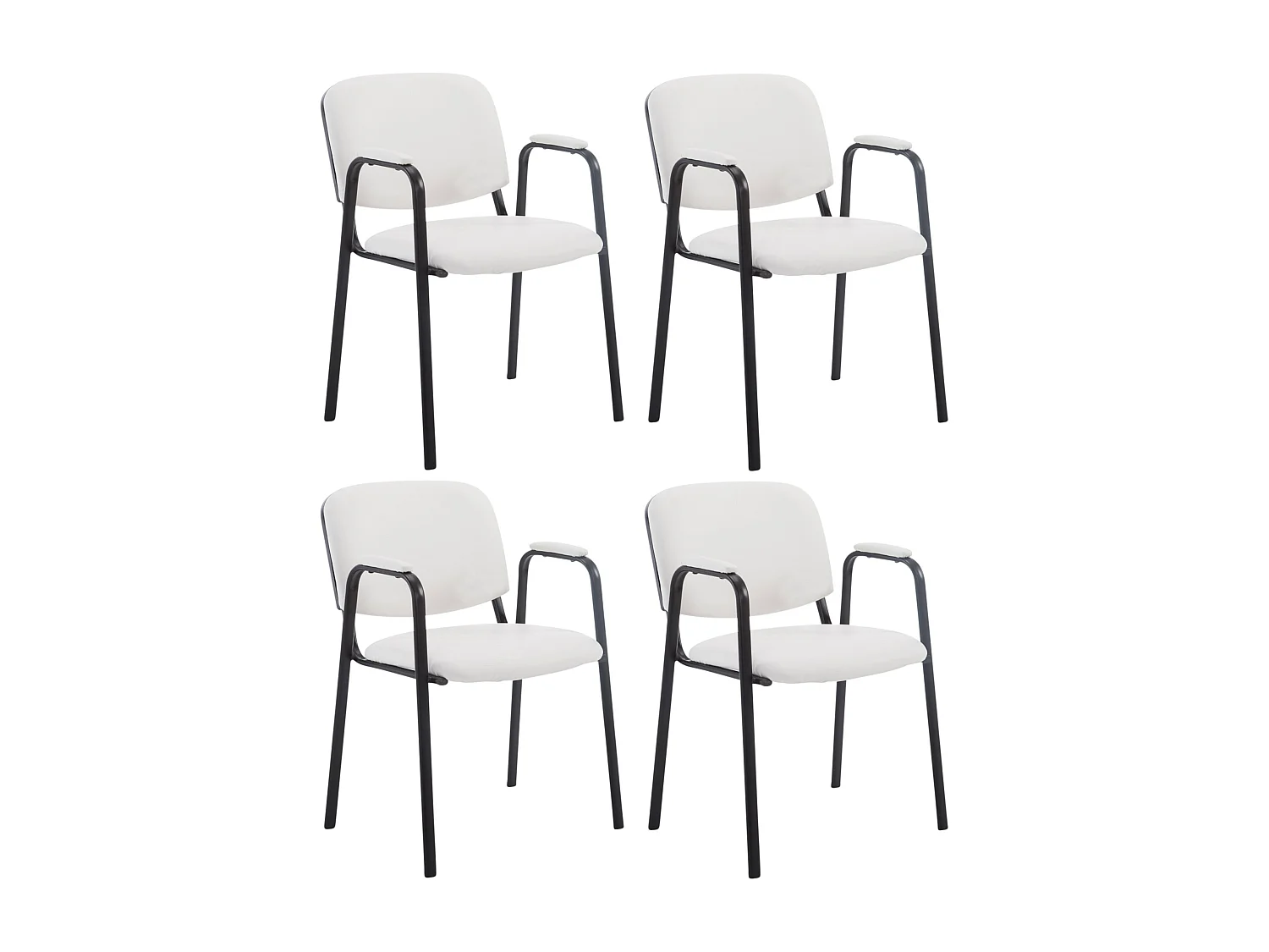 Lot de 4  Chaise de conférence - Similicuir - Blanc - Ken Pro