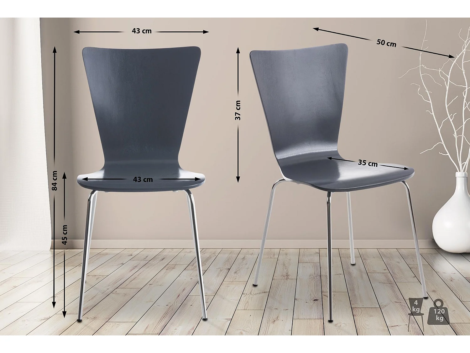 Chaise de conférence - Bois - Gris - Aaron