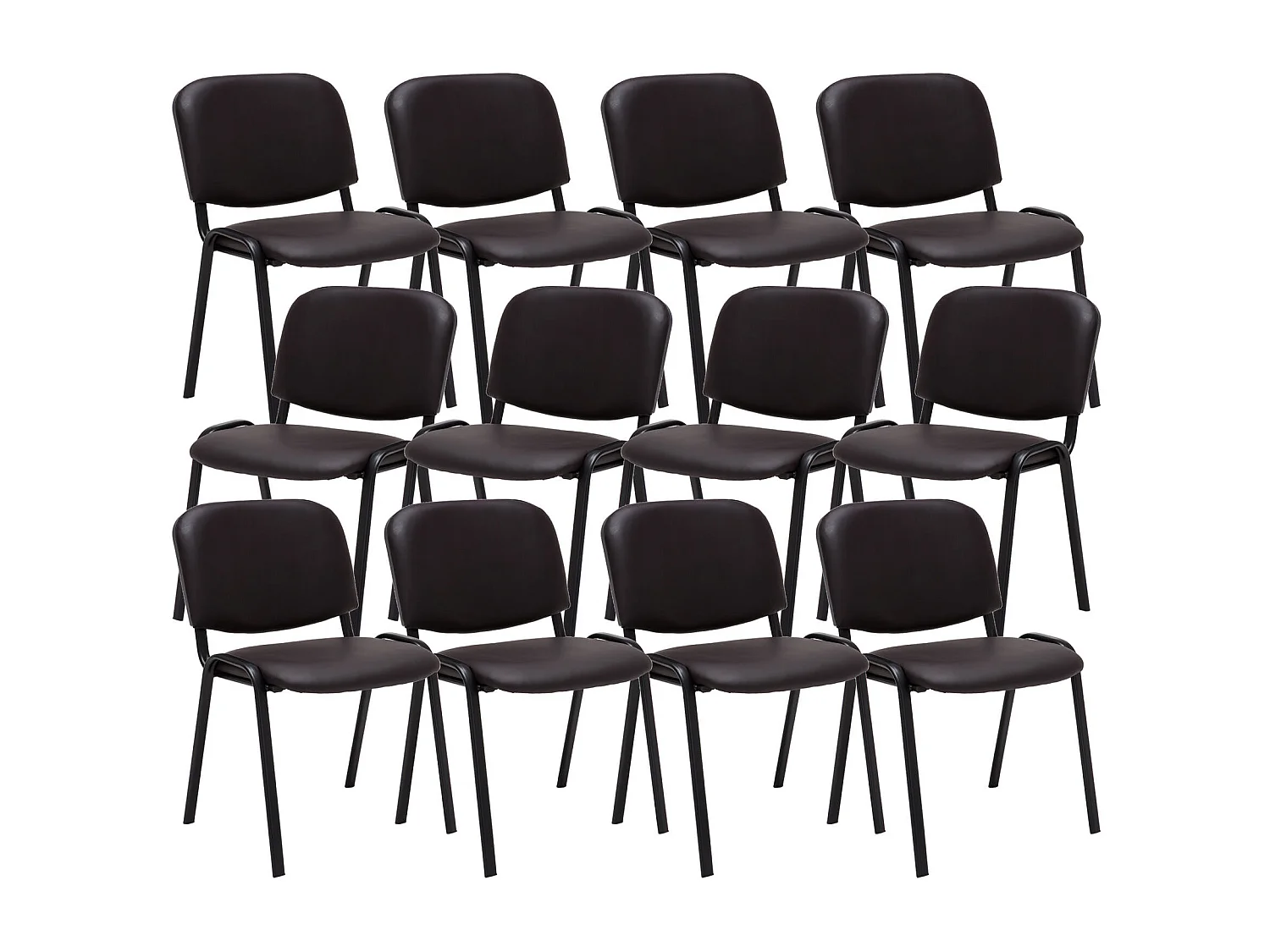 Lot de 12  Chaise de conférence - Similicuir & Nature - Marron - Ken