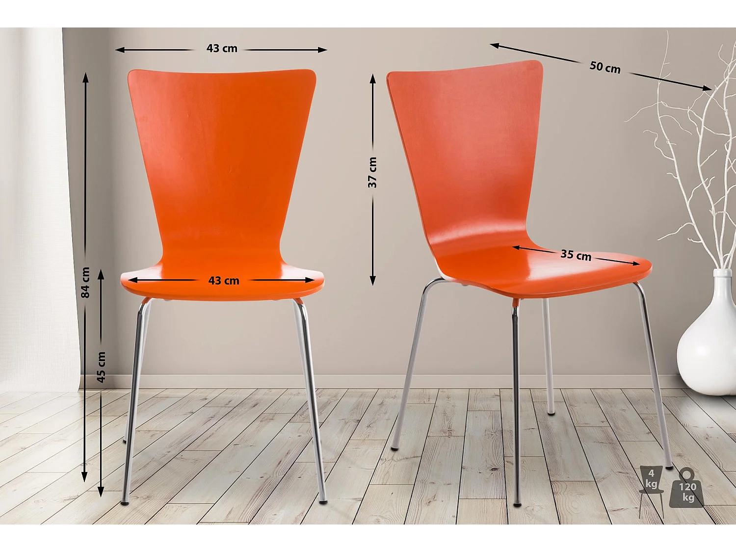 Chaise de conférence - Bois - Orange - Aaron