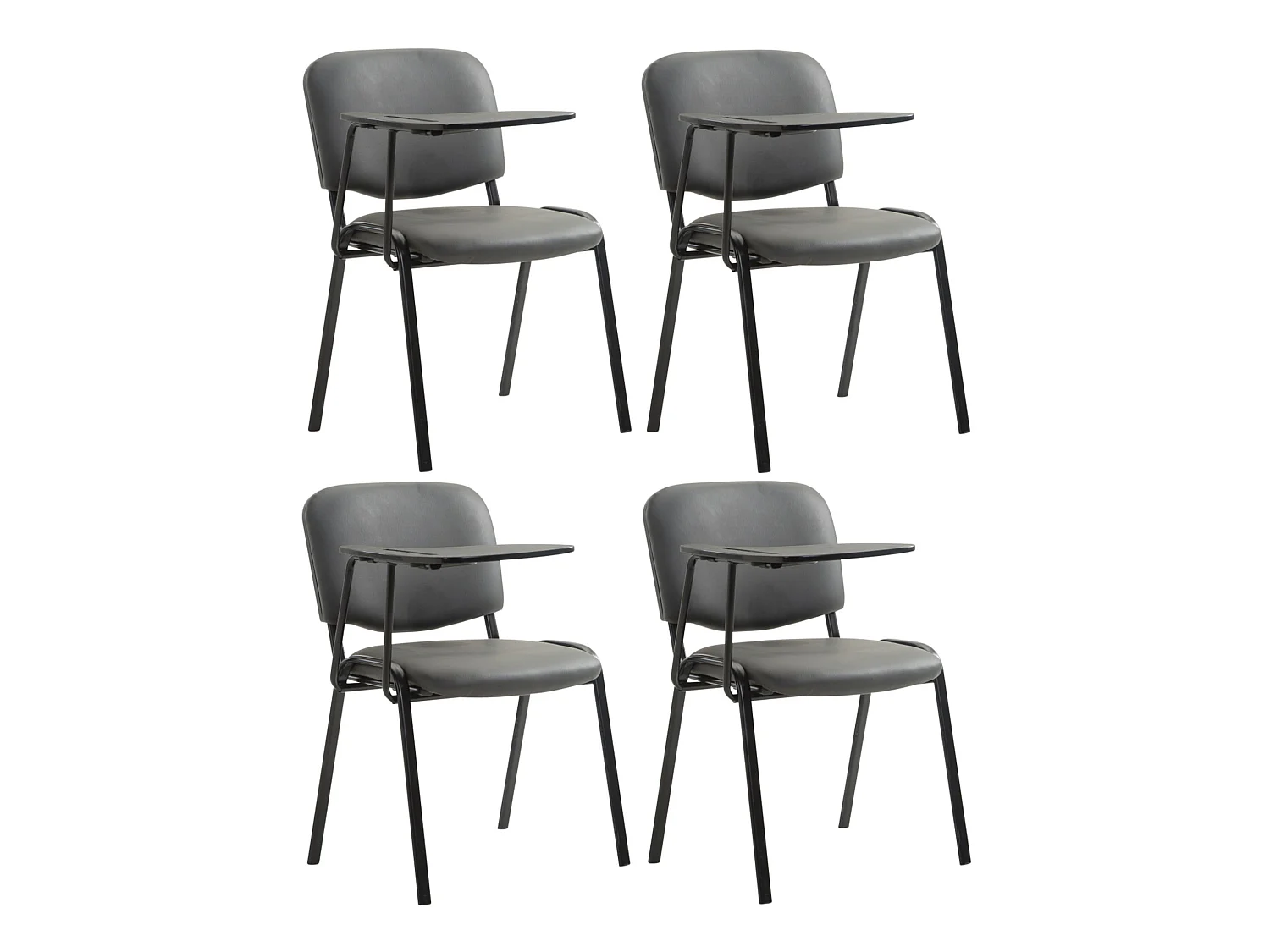 Lot de 4  Chaise de conférence - Similicuir - Gris - Ken