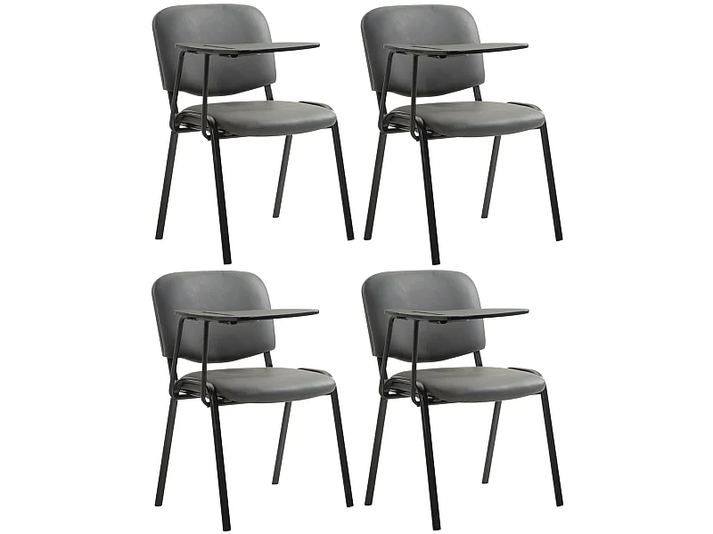 Lot de 4  Chaise de conférence - Similicuir - Gris - Ken