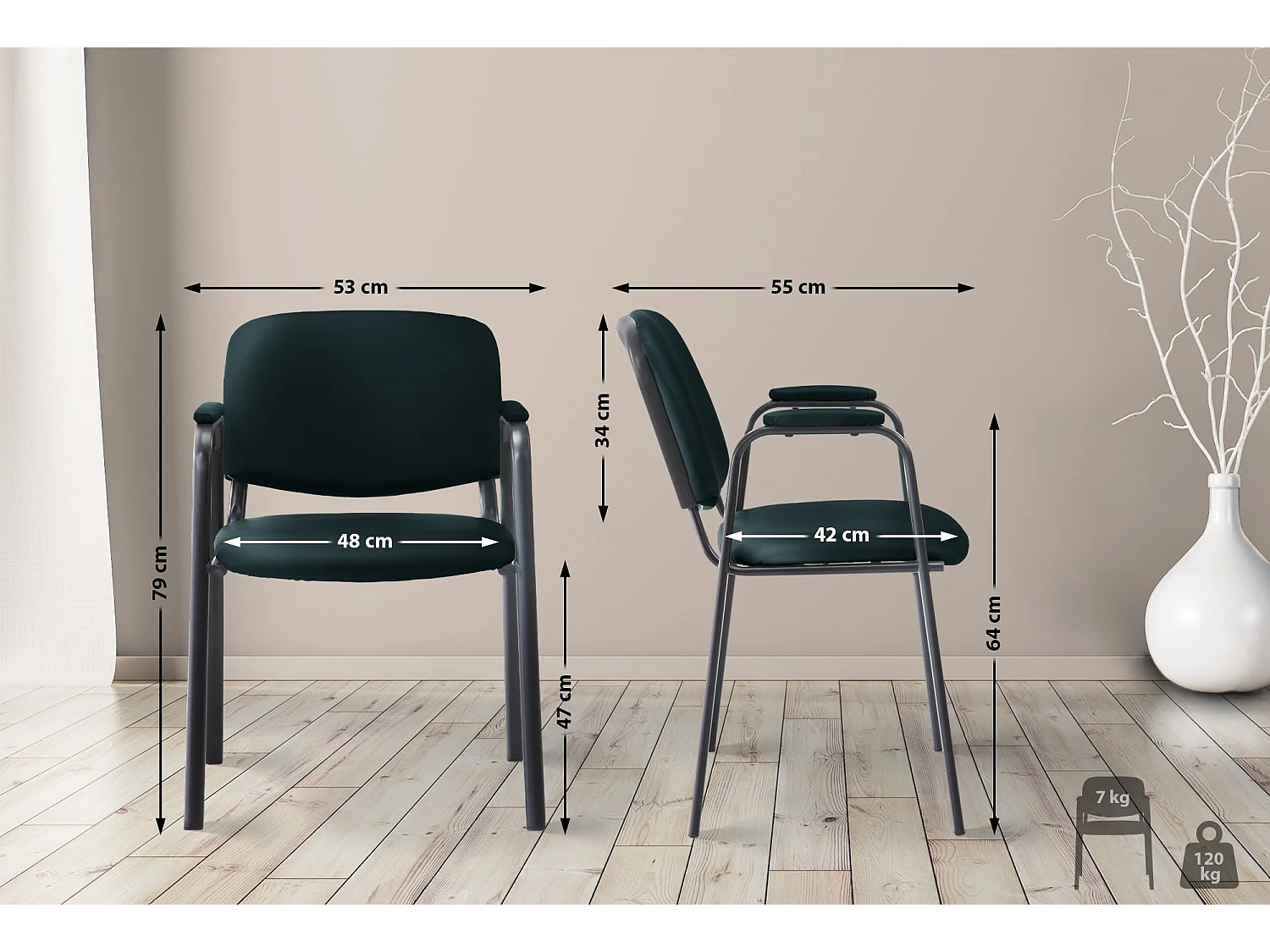 Conferentiestoelen - Kunstleer & Metaal mat zwart - zwart - Ken Pro