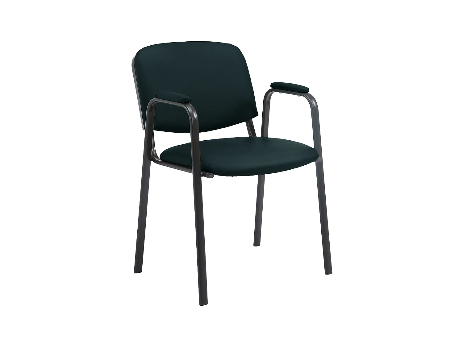 Chaise de conférence - Similicuir & Métal noir mat - Noir - Ken Pro