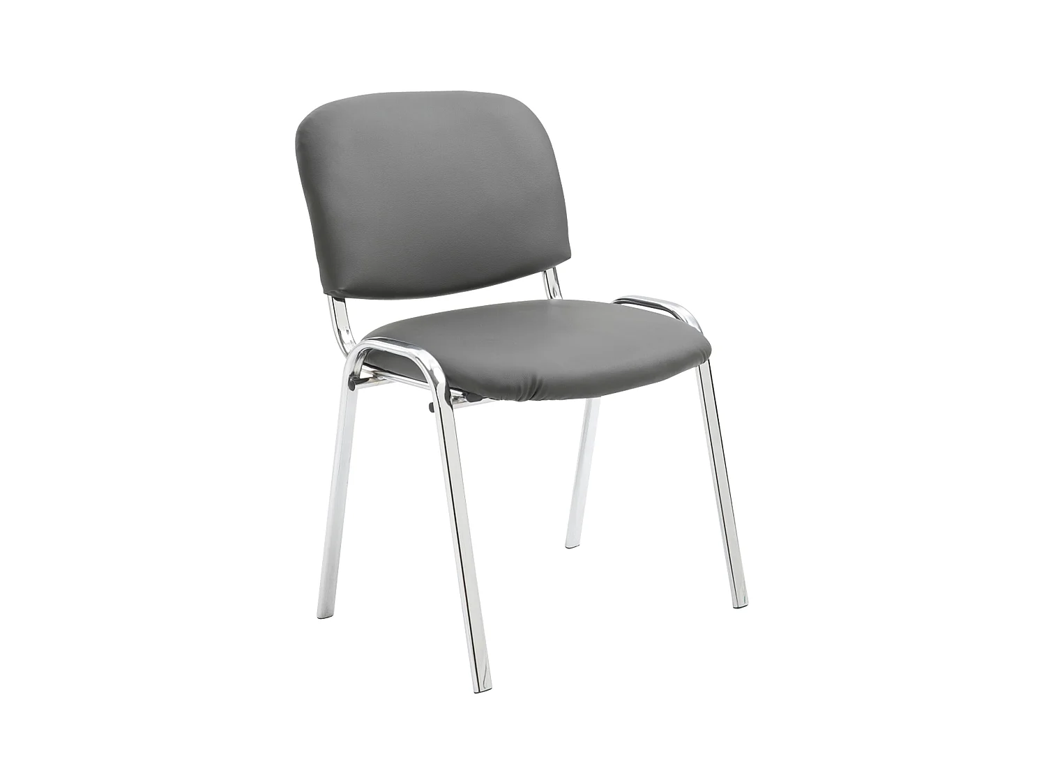 Chaise de salle à manger - Similicuir & Métal chromé - Gris - Ken