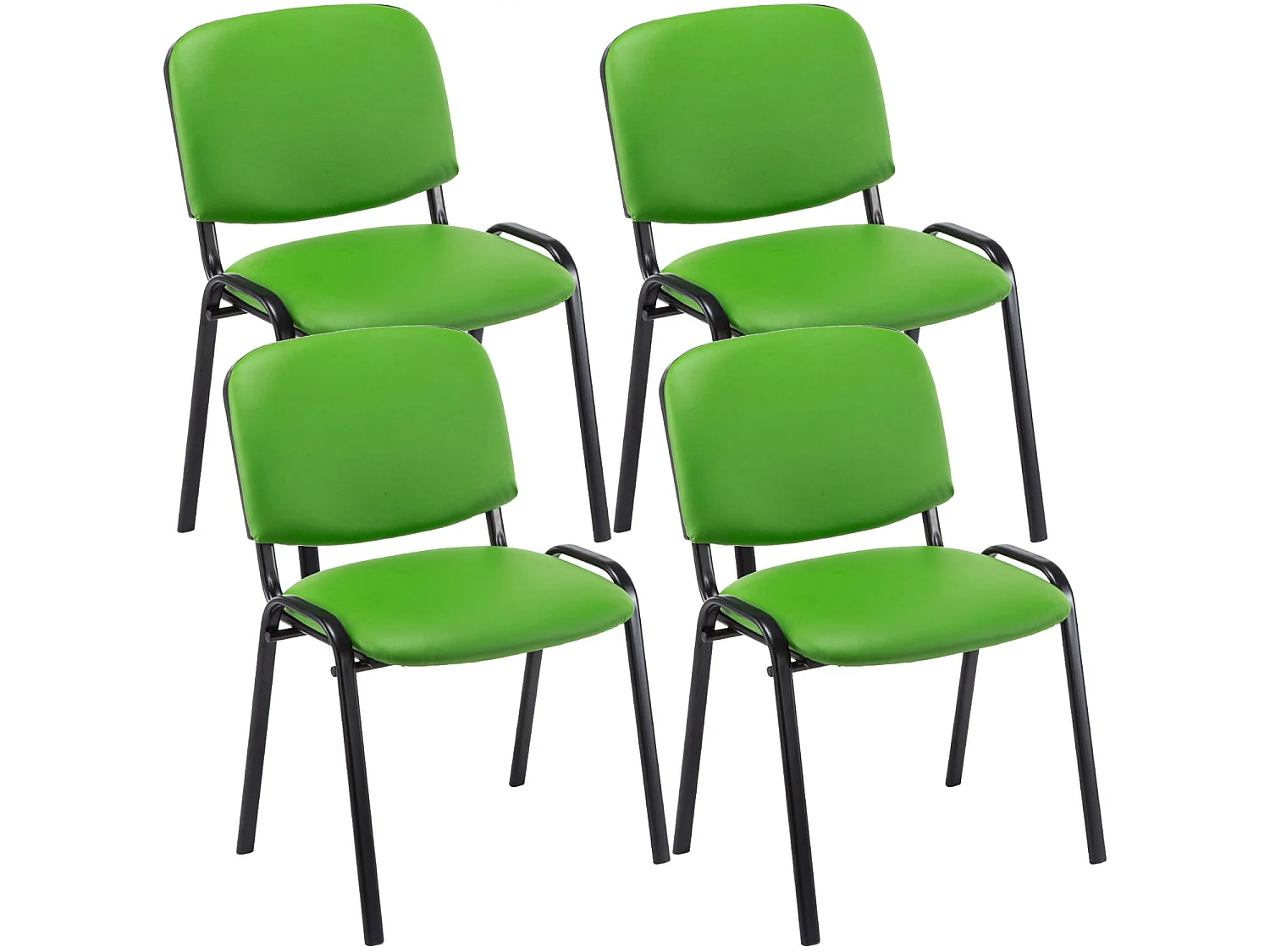 Set van 4  Conferentiestoelen - Kunstleer & Metaal mat zwart - groen - Ken