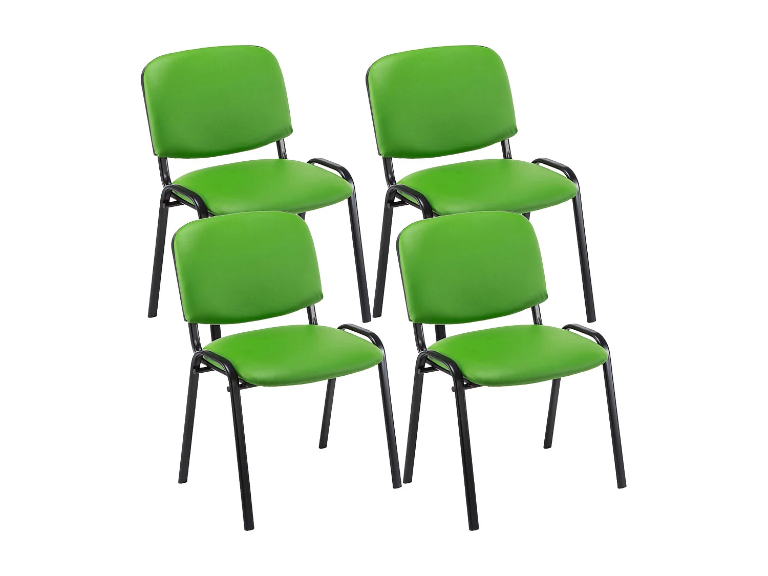 4er Set Konferenzstuhl - Kunstleder & natura - grün - Ken