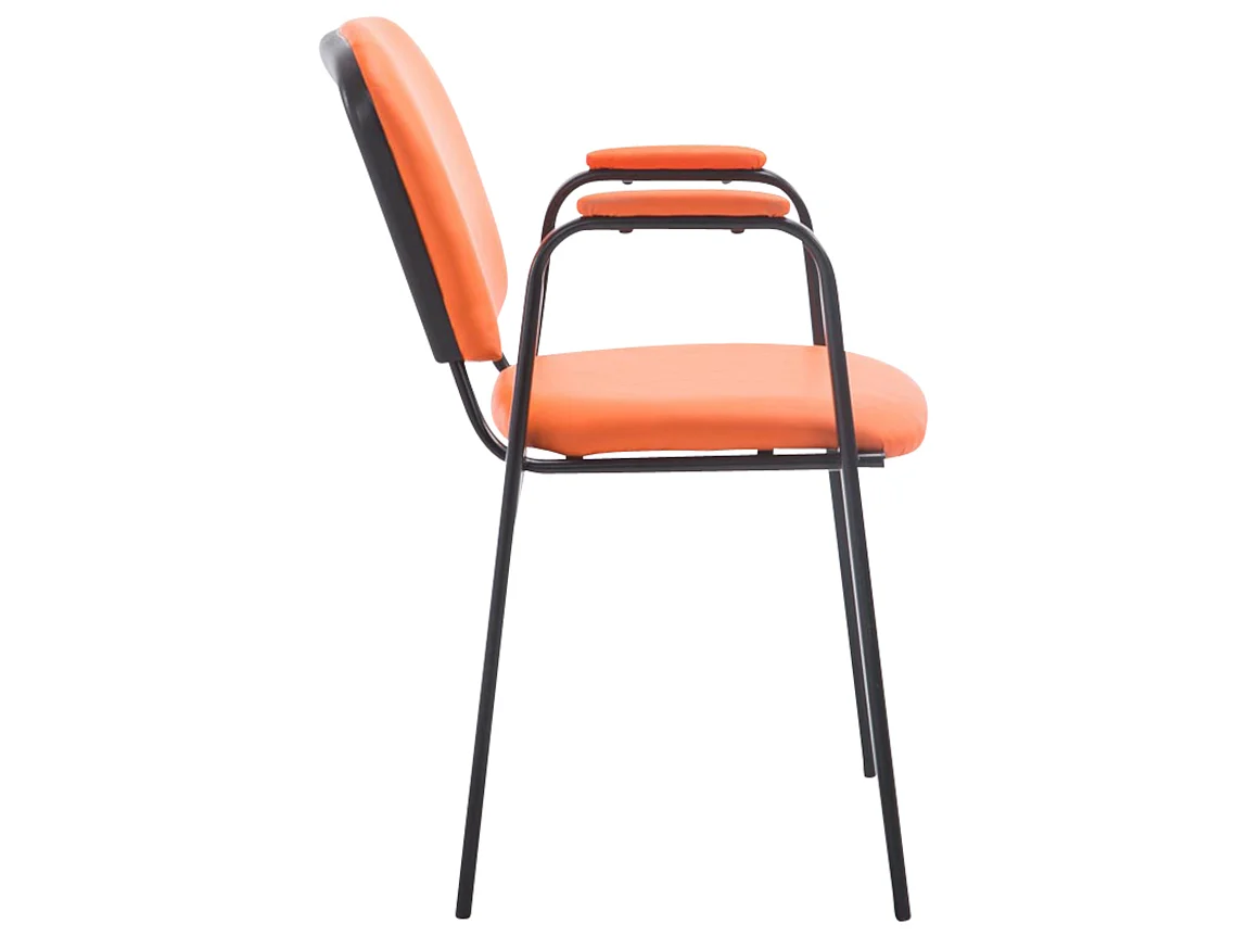 Lot de 4 Chaise de salle à manger - Similicuir & Métal noir mat - Orange - Ken Pro