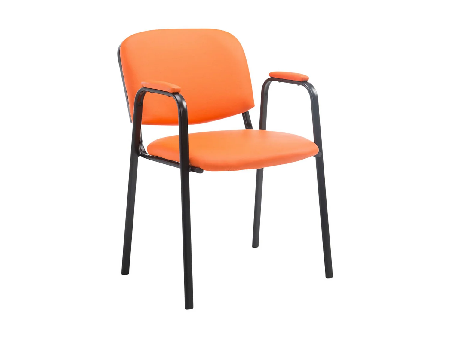 Lot de 4 Chaise de salle à manger - Similicuir & Métal noir mat - Orange - Ken Pro
