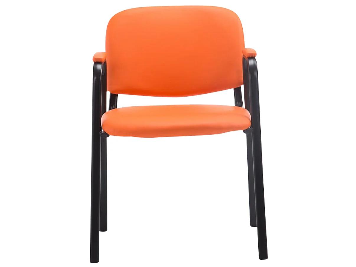 Lot de 4 Chaise de salle à manger - Similicuir & Métal noir mat - Orange - Ken Pro