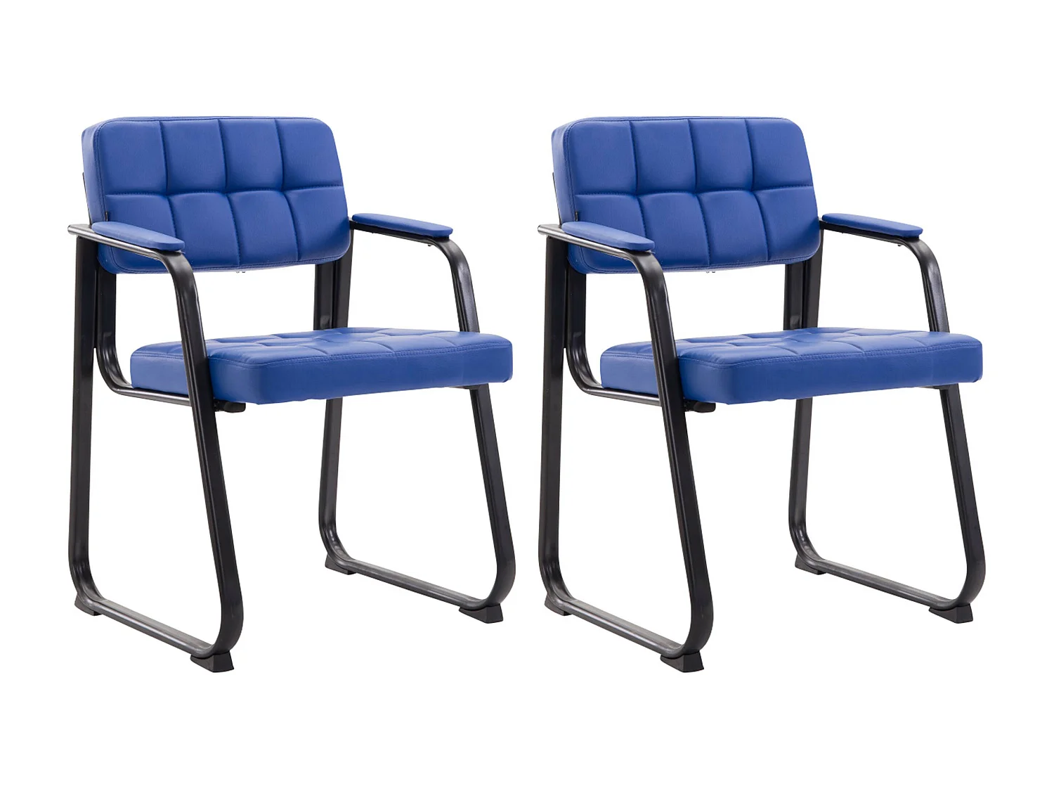 Lot de 2  chaises avec accoudoirs - Similicuir - Bleu - Canada B