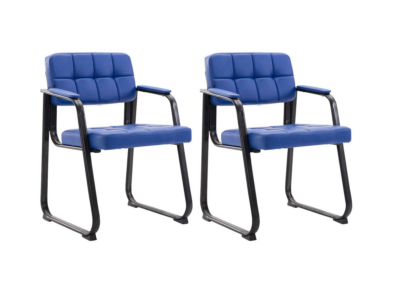 Lot de 2  chaises avec accoudoirs - Similicuir & Blanc - Bleu - Canada B