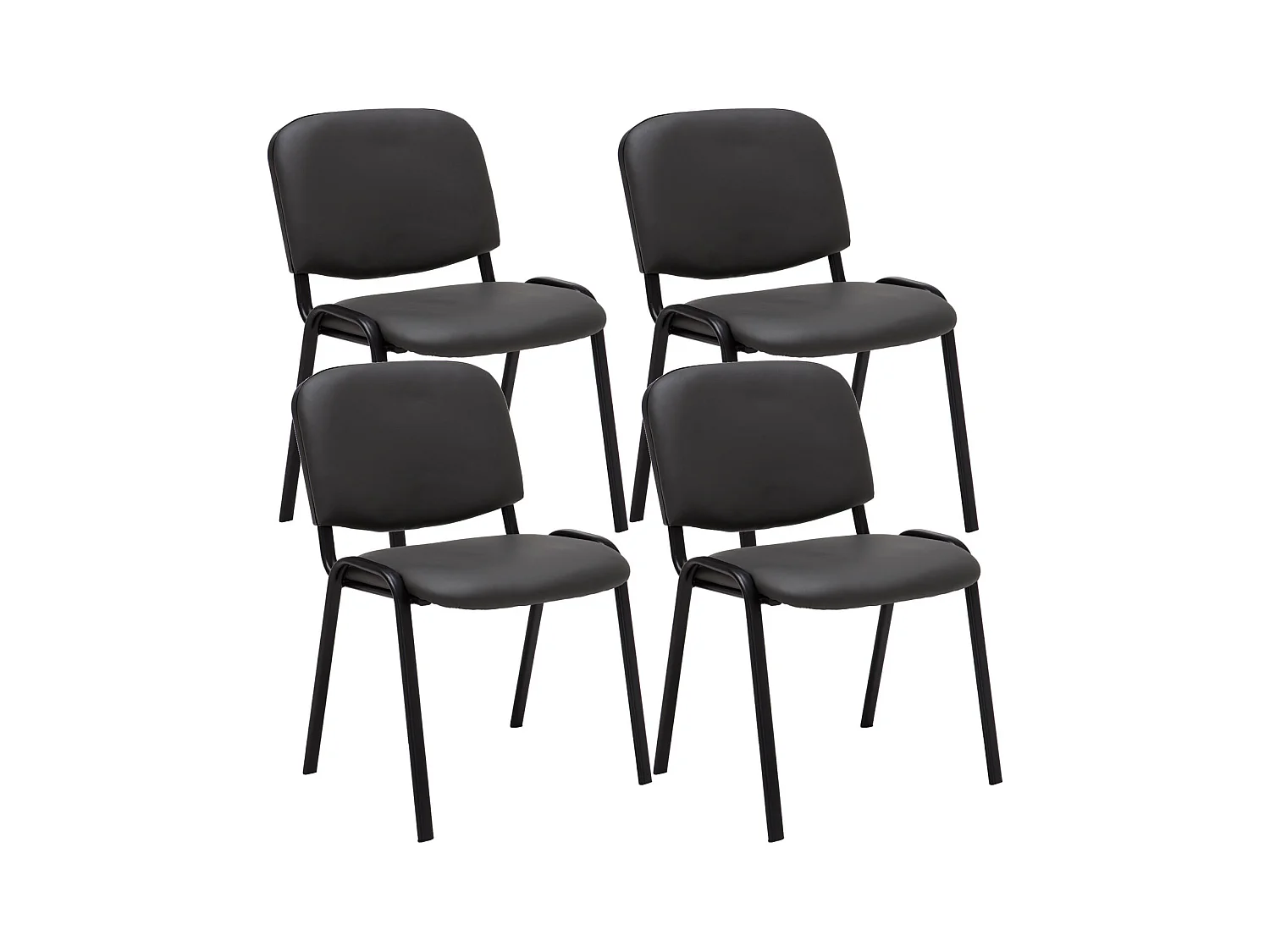Set van 4  Conferentiestoelen - Kunstleer & zwart - grijs - Ken
