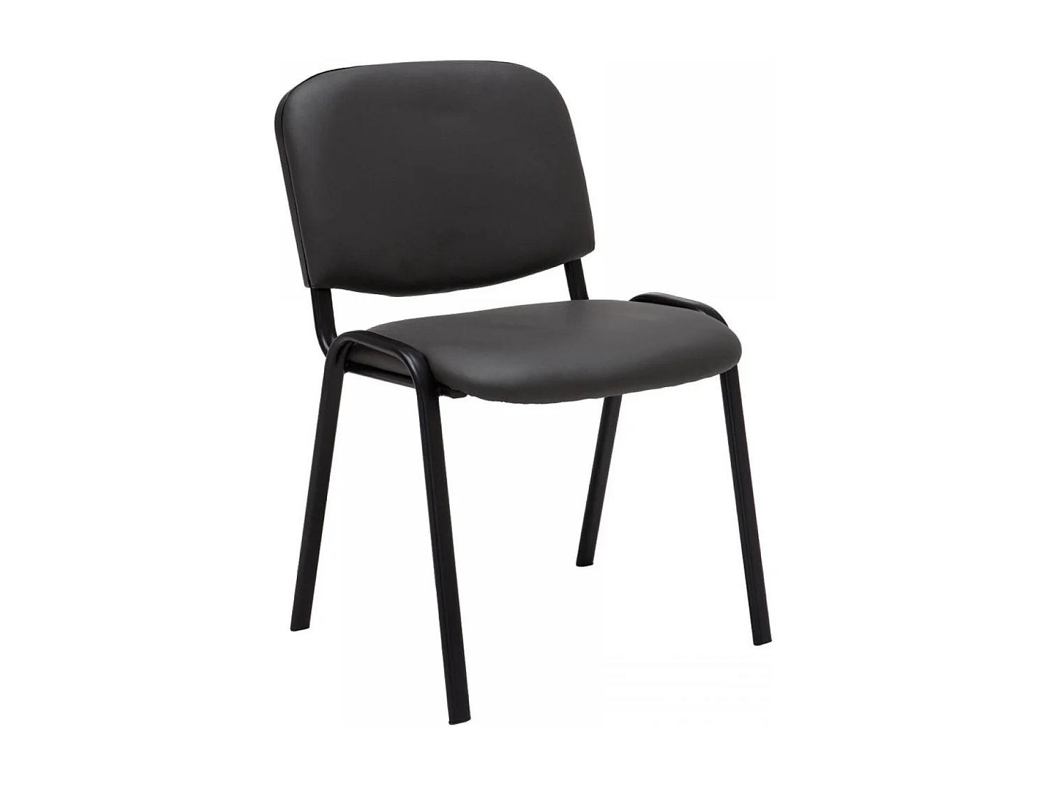 Lot de 4  Chaise de conférence - Similicuir & Noir - Gris - Ken