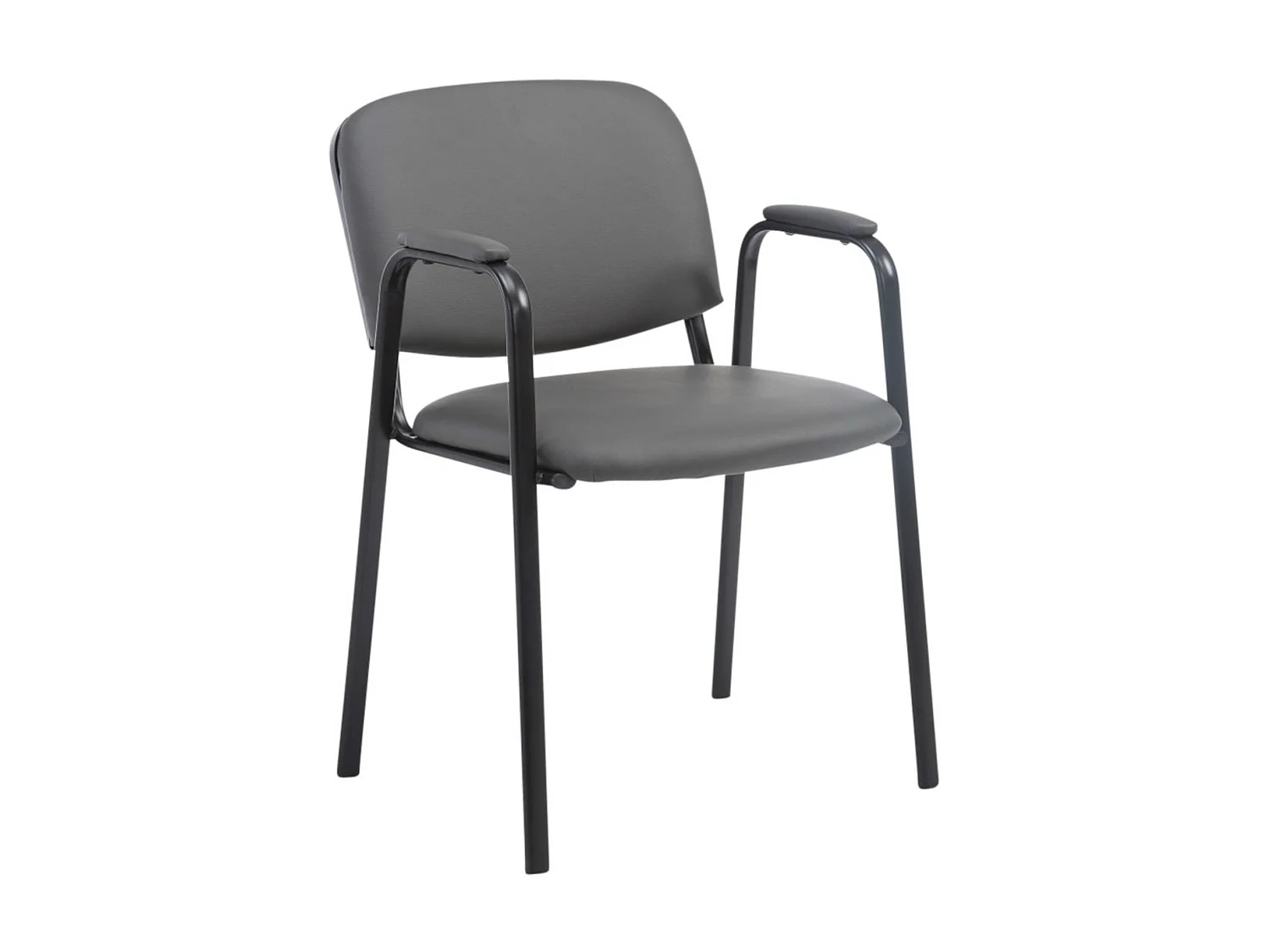 Lot de 4 Chaise de salle à manger - Similicuir & Métal noir mat - Gris - Ken Pro