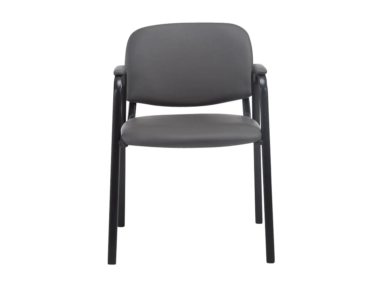 Lot de 4 Chaise de salle à manger - Similicuir & Métal noir mat - Gris - Ken Pro