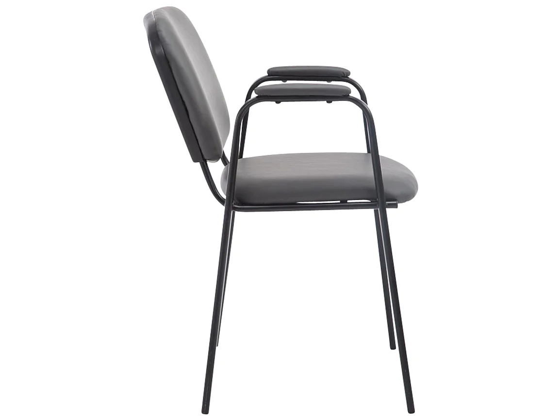 Lot de 4 Chaise de salle à manger - Similicuir & Métal noir mat - Gris - Ken Pro