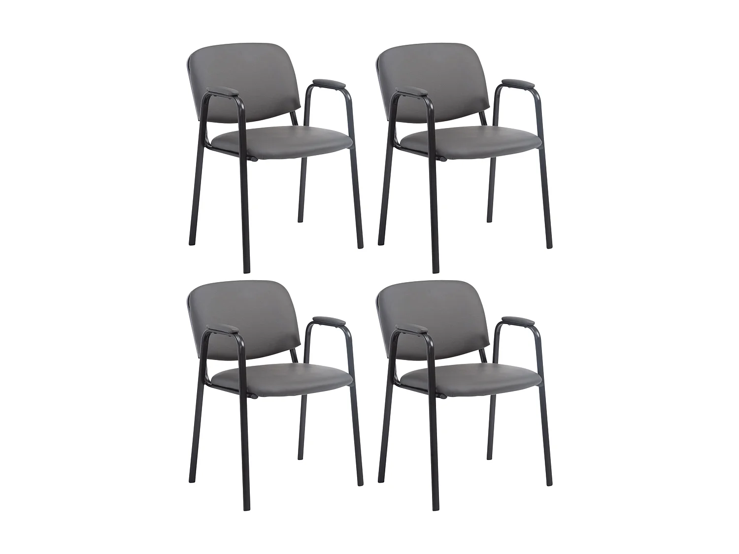 Lot de 4  Chaise de conférence - Similicuir - Gris - Ken Pro