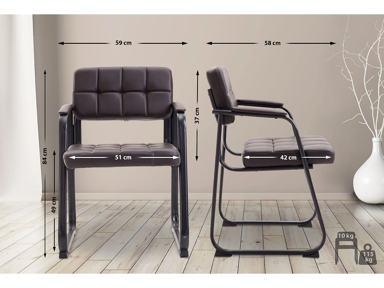 chaises avec accoudoirs - Similicuir & Nature - Marron - Canada B