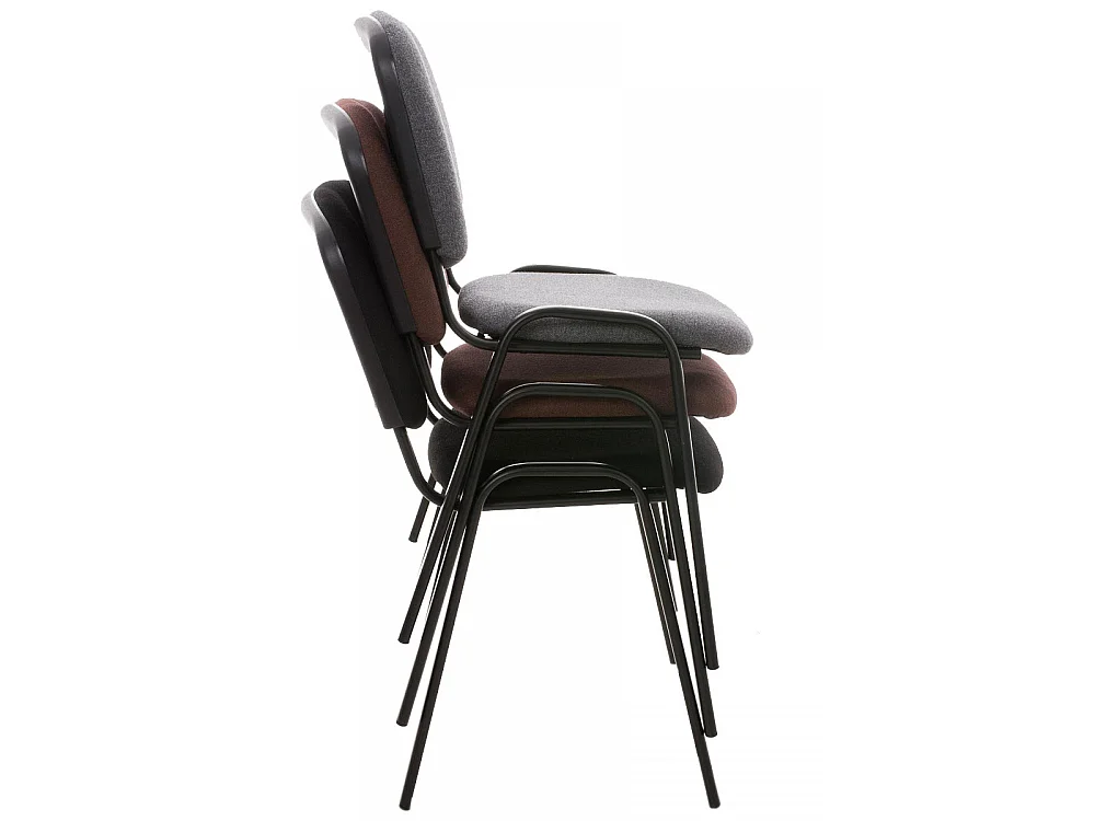 Set van 4 Eetkamerstoelen - Stof & Metaal mat zwart - oranje - Ken