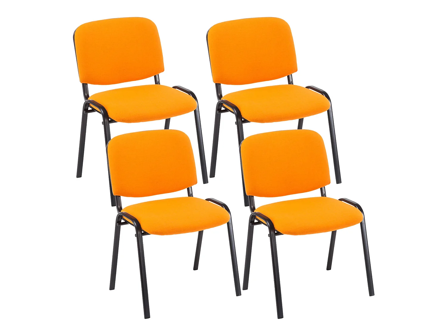 Lot de 4 Chaise de salle à manger - Tissu & Métal noir mat - Orange - Ken