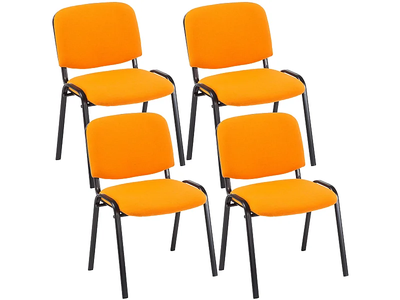 4er Set Konferenzstuhl - Stoff & Metall matt schwarz - orange - Ken
