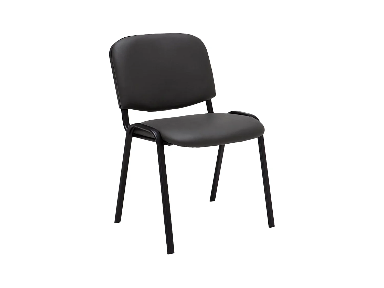 Chaise de salle à manger - Similicuir & Métal noir mat - Gris - Ken