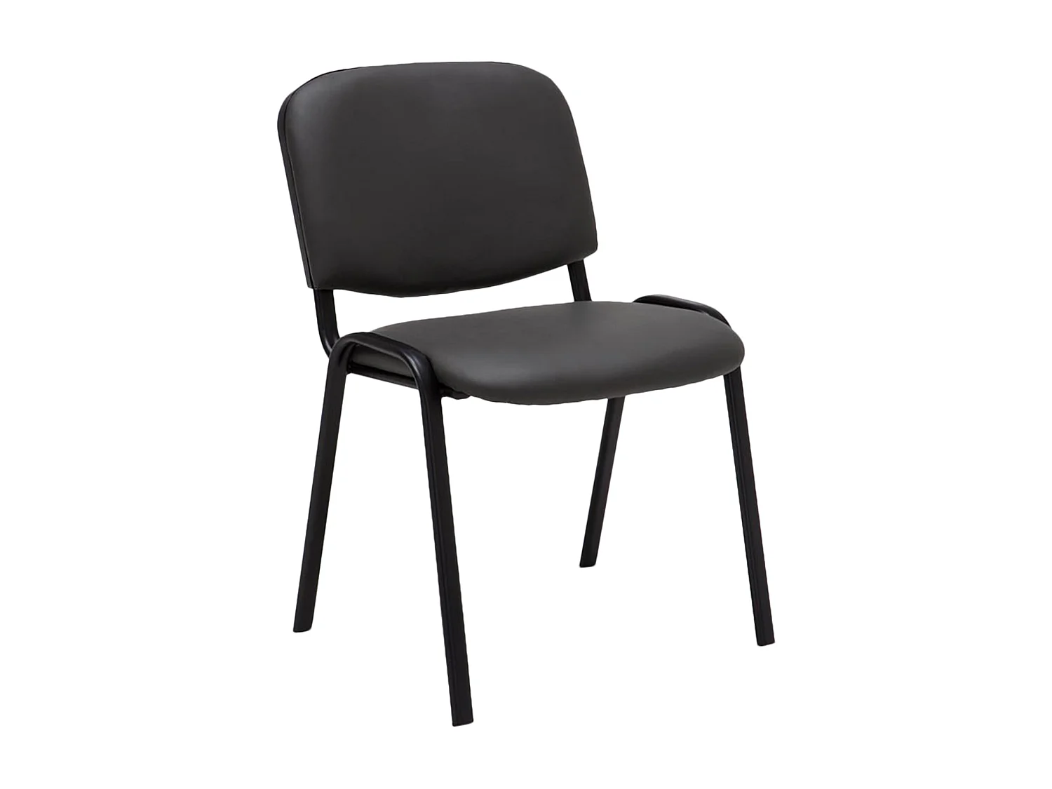 Chaise de salle à manger - Similicuir & Métal noir mat - Gris - Ken