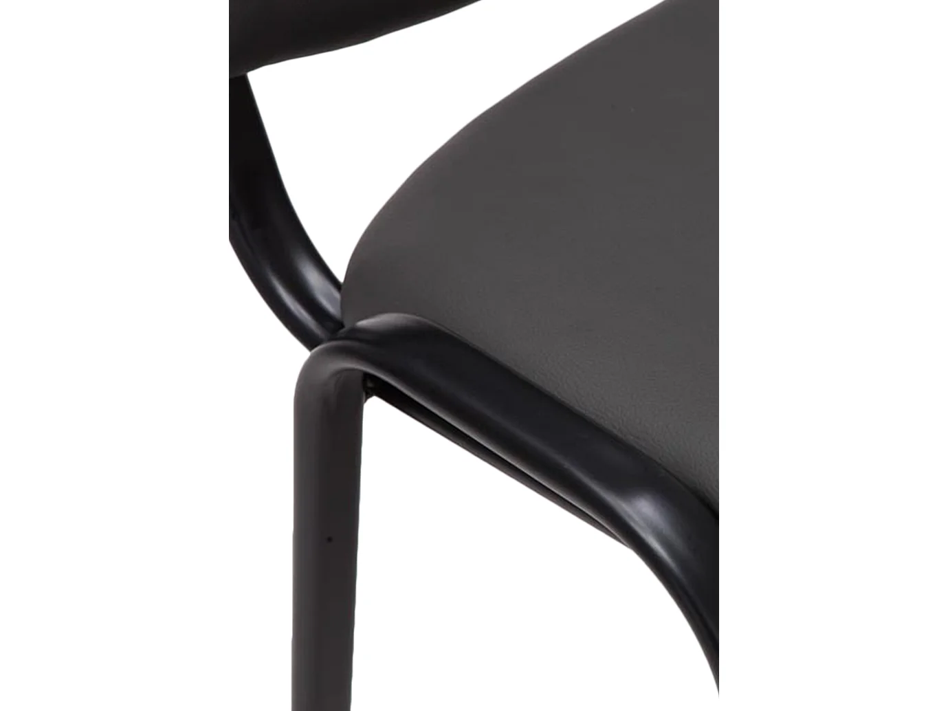 Chaise de salle à manger - Similicuir & Métal noir mat - Gris - Ken