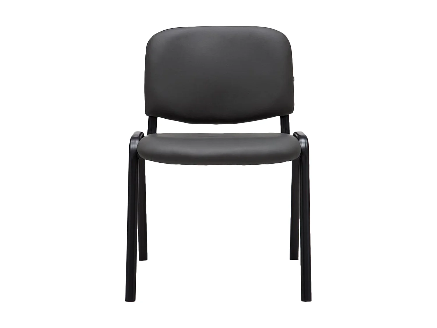 Chaise de salle à manger - Similicuir & Métal noir mat - Gris - Ken