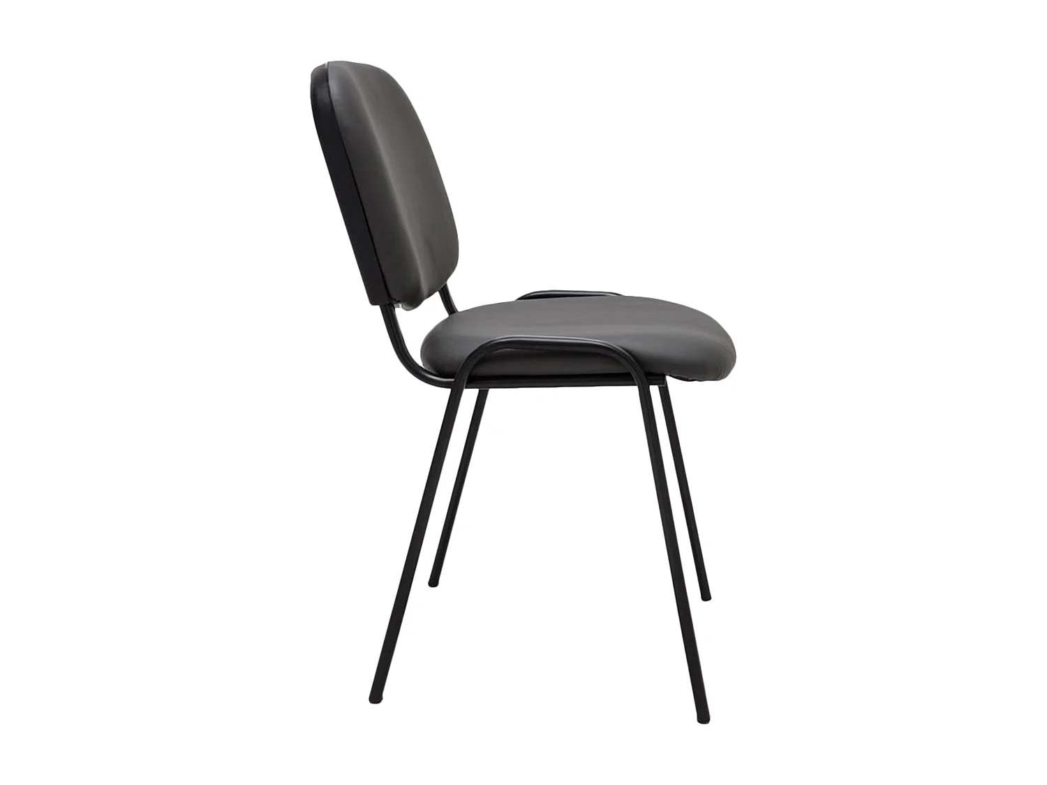 Chaise de salle à manger - Similicuir & Métal noir mat - Gris - Ken