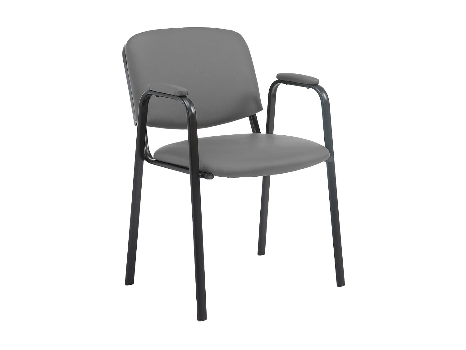 Chaise de conférence - Similicuir & Métal noir mat - Gris - Ken Pro