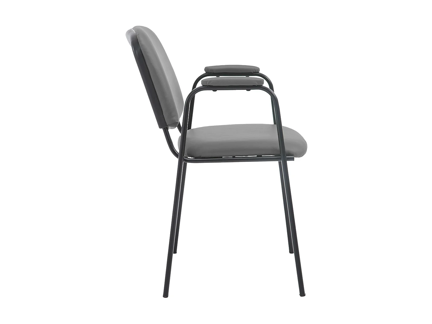 Chaise de conférence - Similicuir & Métal noir mat - Gris - Ken Pro