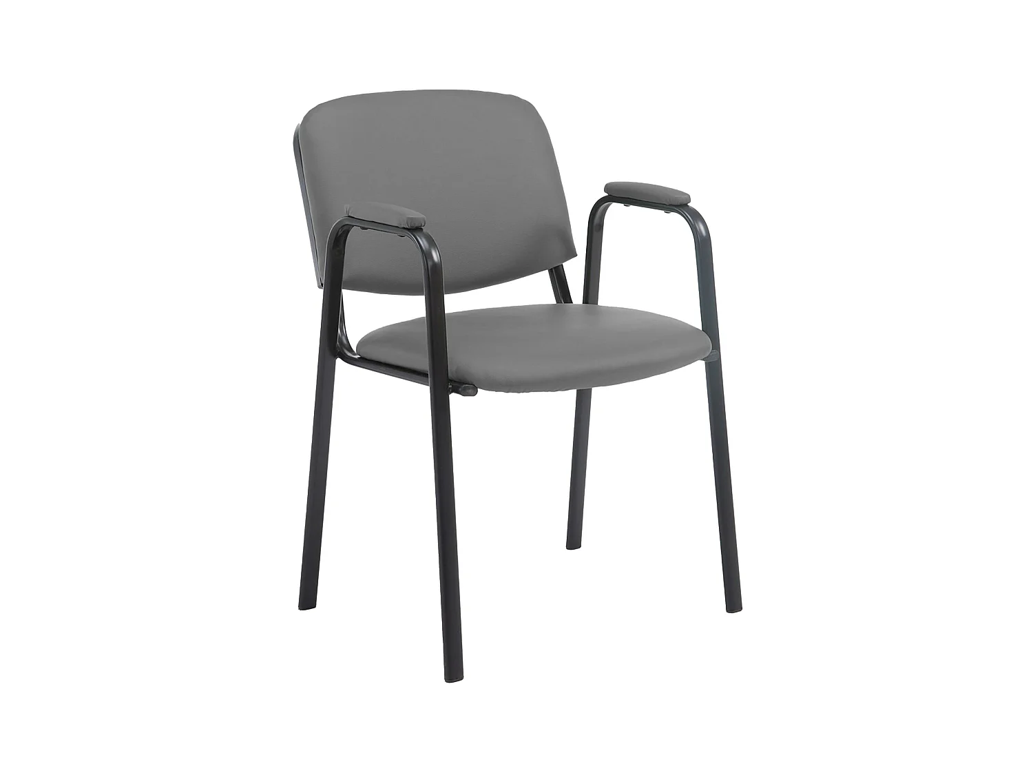 Chaise de conférence - Similicuir & Métal noir mat - Gris - Ken Pro