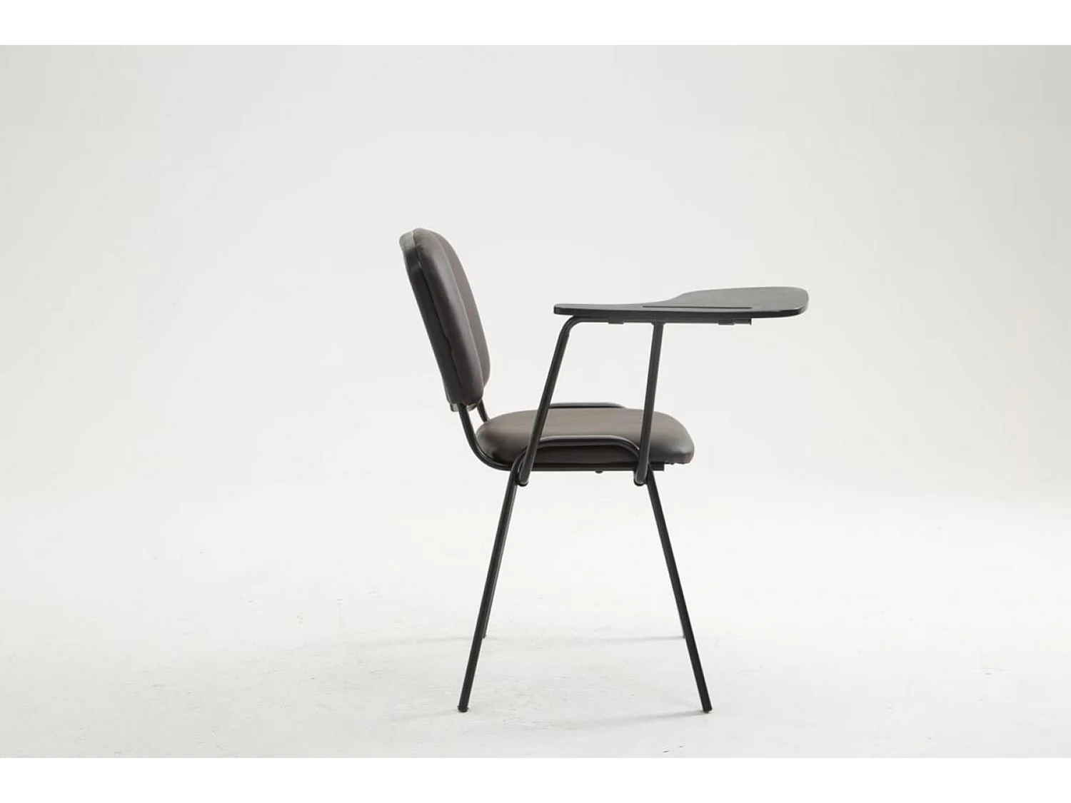 Konferenzstuhl - Kunstleder & Metall matt schwarz - braun - Ken mit Klapptisch