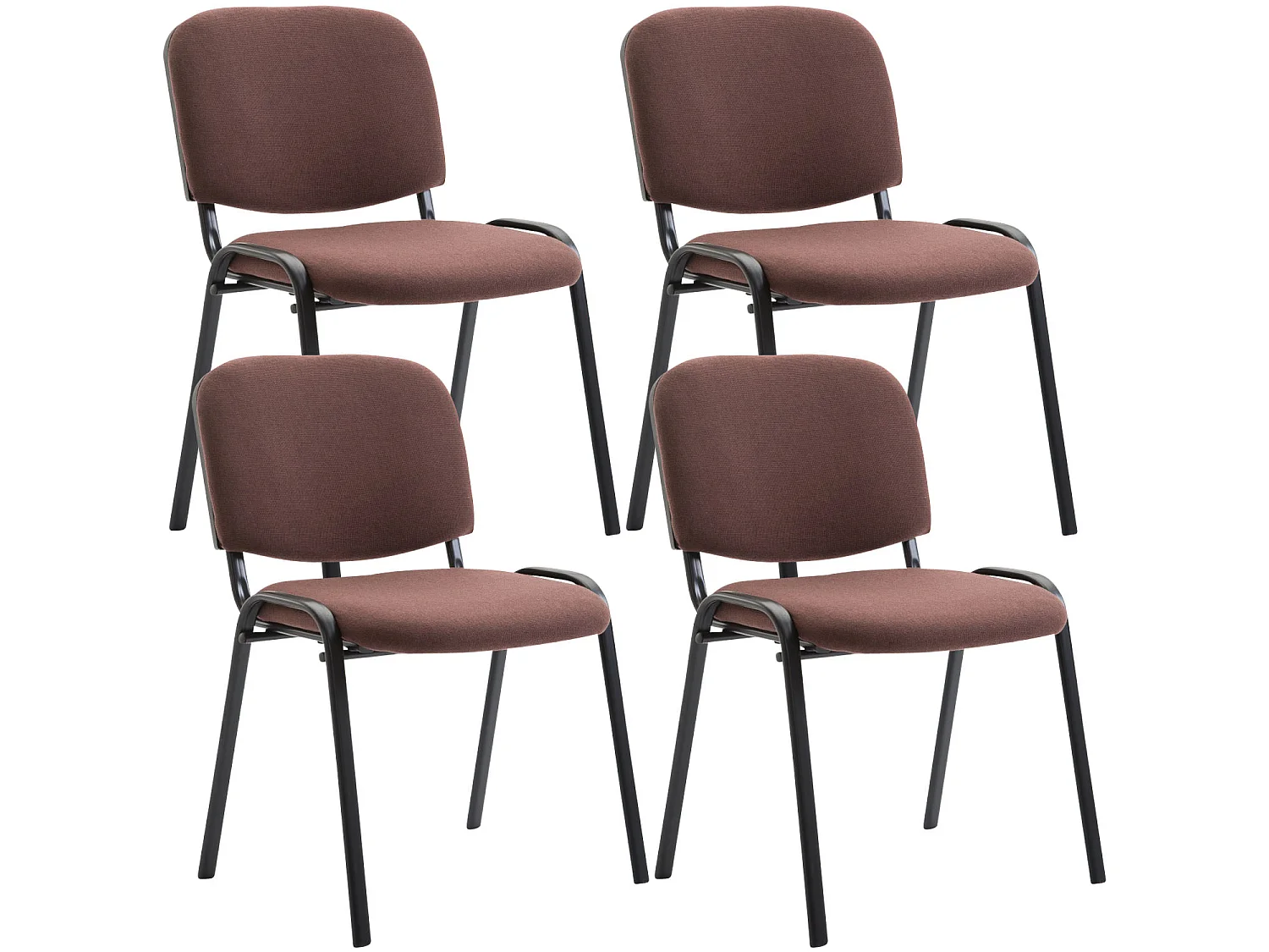 Lot de 4  Chaise de conférence - Tissu & Noir - Marron - Ken