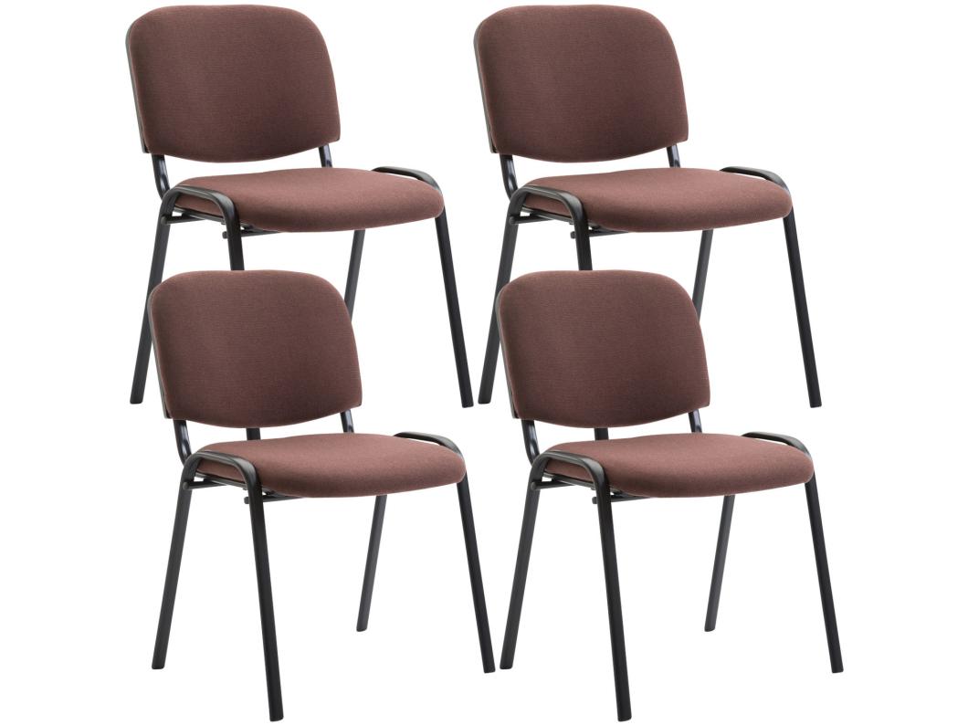 Lot de 4 Chaise de salle à manger - Tissu & Métal noir mat - Marron - Ken