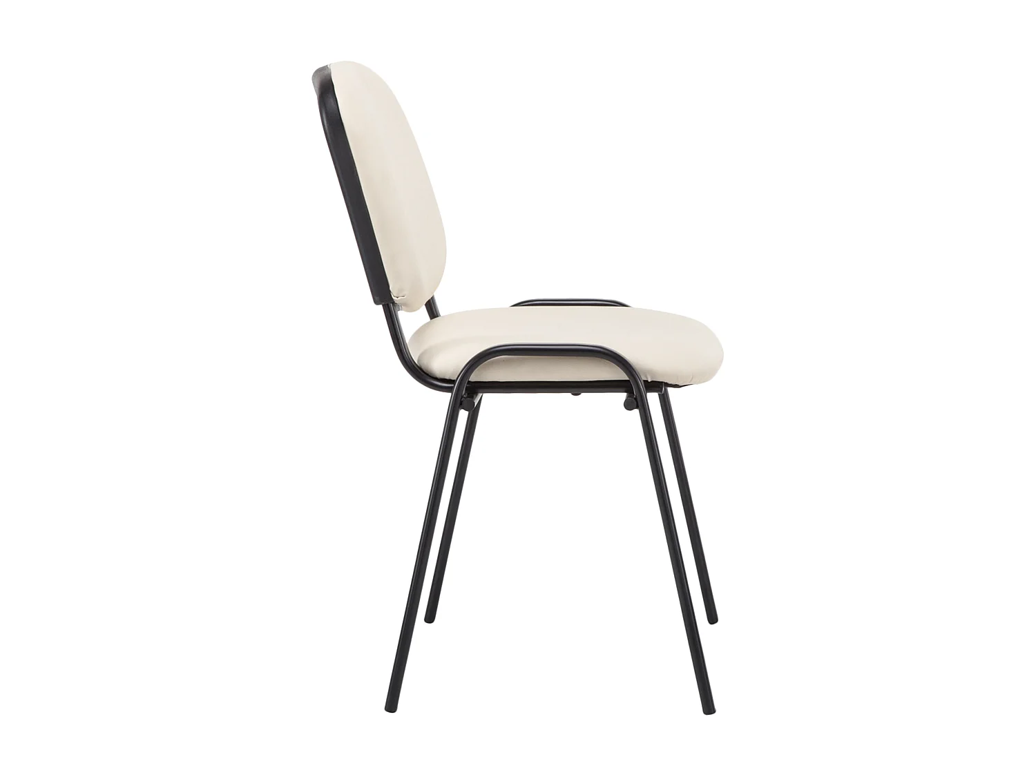 Chaise de salle à manger - Similicuir & Métal noir mat - Crème - Ken