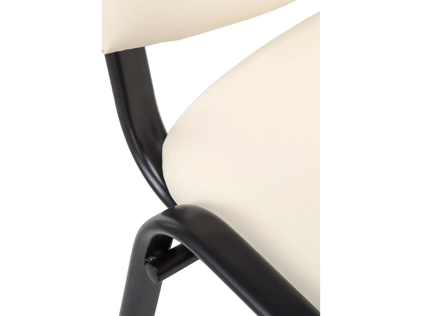 Eetkamerstoelen - Kunstleer & Metaal mat zwart - creme - Ken