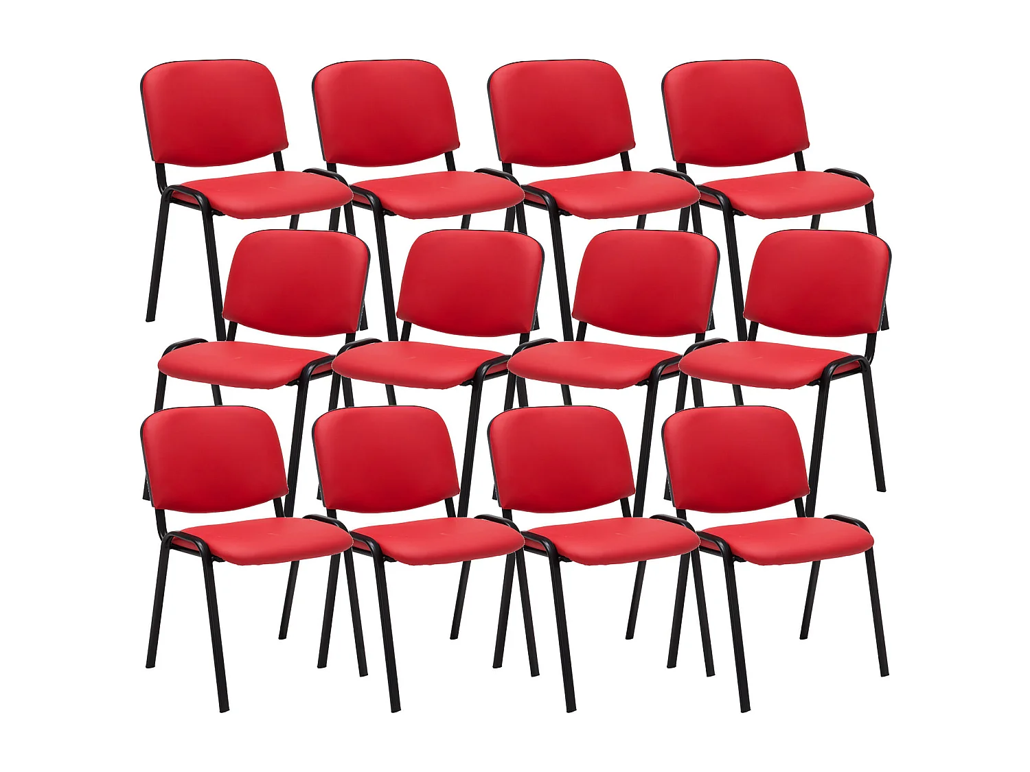 Lot de 12  Chaise de conférence - Similicuir & Nature - Rouge - Ken
