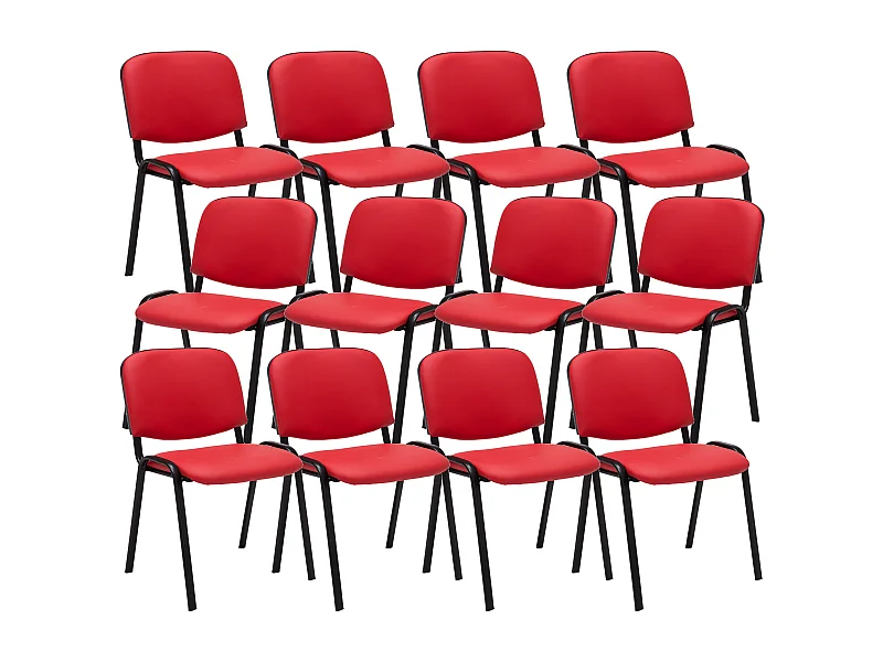 Lot de 12  Chaise de conférence - Similicuir & Nature - Rouge - Ken