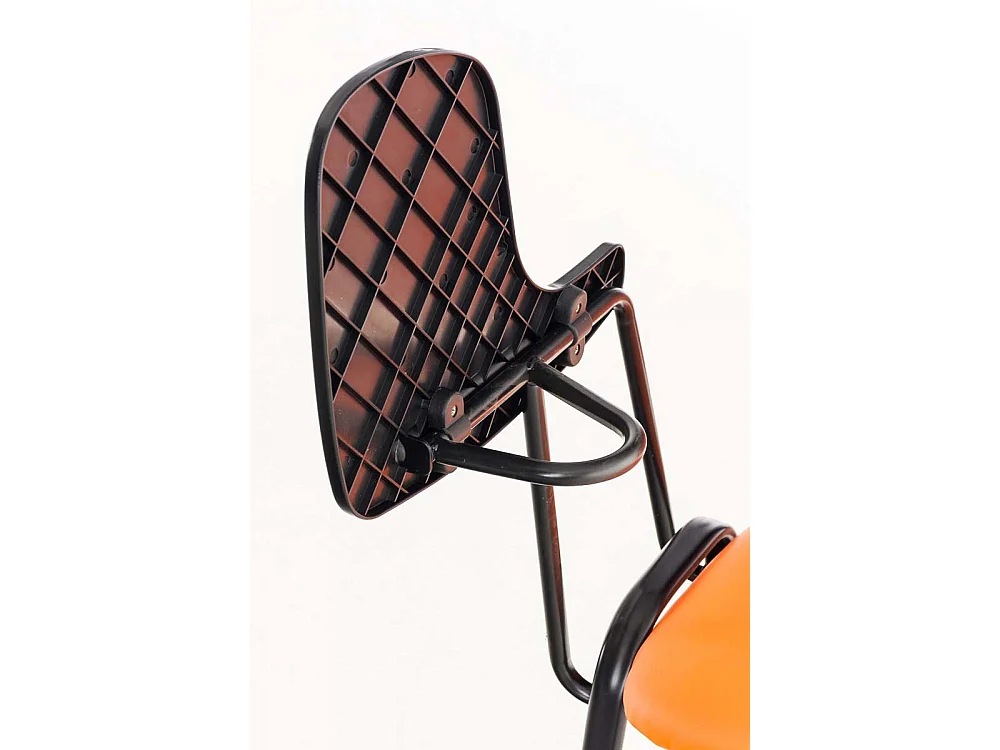 Chaise de salle à manger - Similicuir & Métal noir mat - Orange - Ken mit Klapptisch