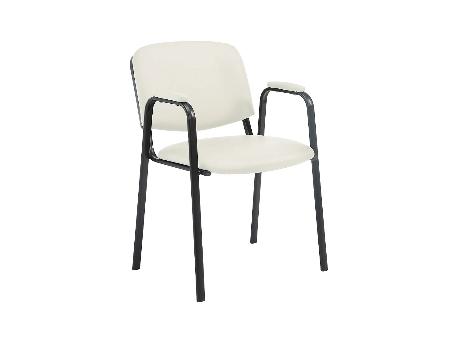 Chaise de conférence - Similicuir & Métal noir mat - Crème - Ken Pro