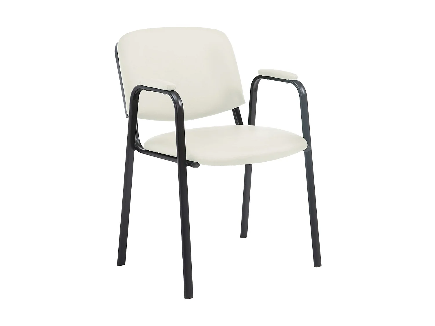 Chaise de conférence - Similicuir & Métal noir mat - Crème - Ken Pro