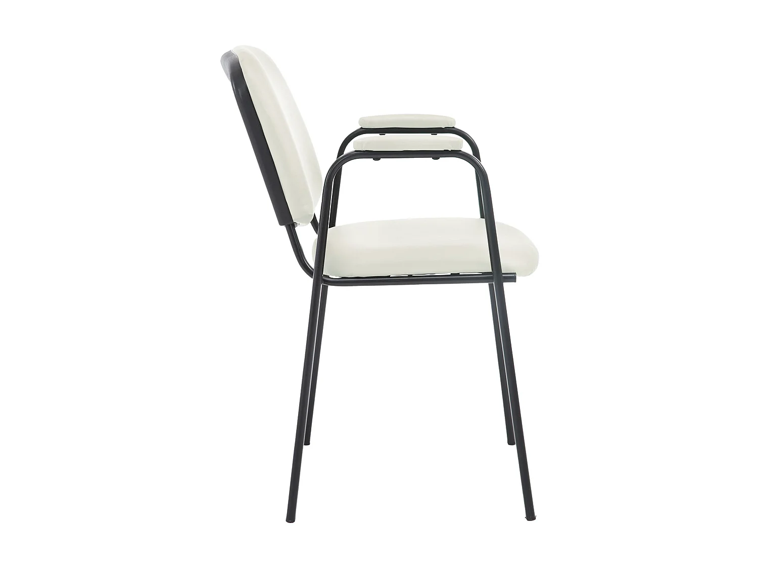 Chaise de conférence - Similicuir & Métal noir mat - Crème - Ken Pro