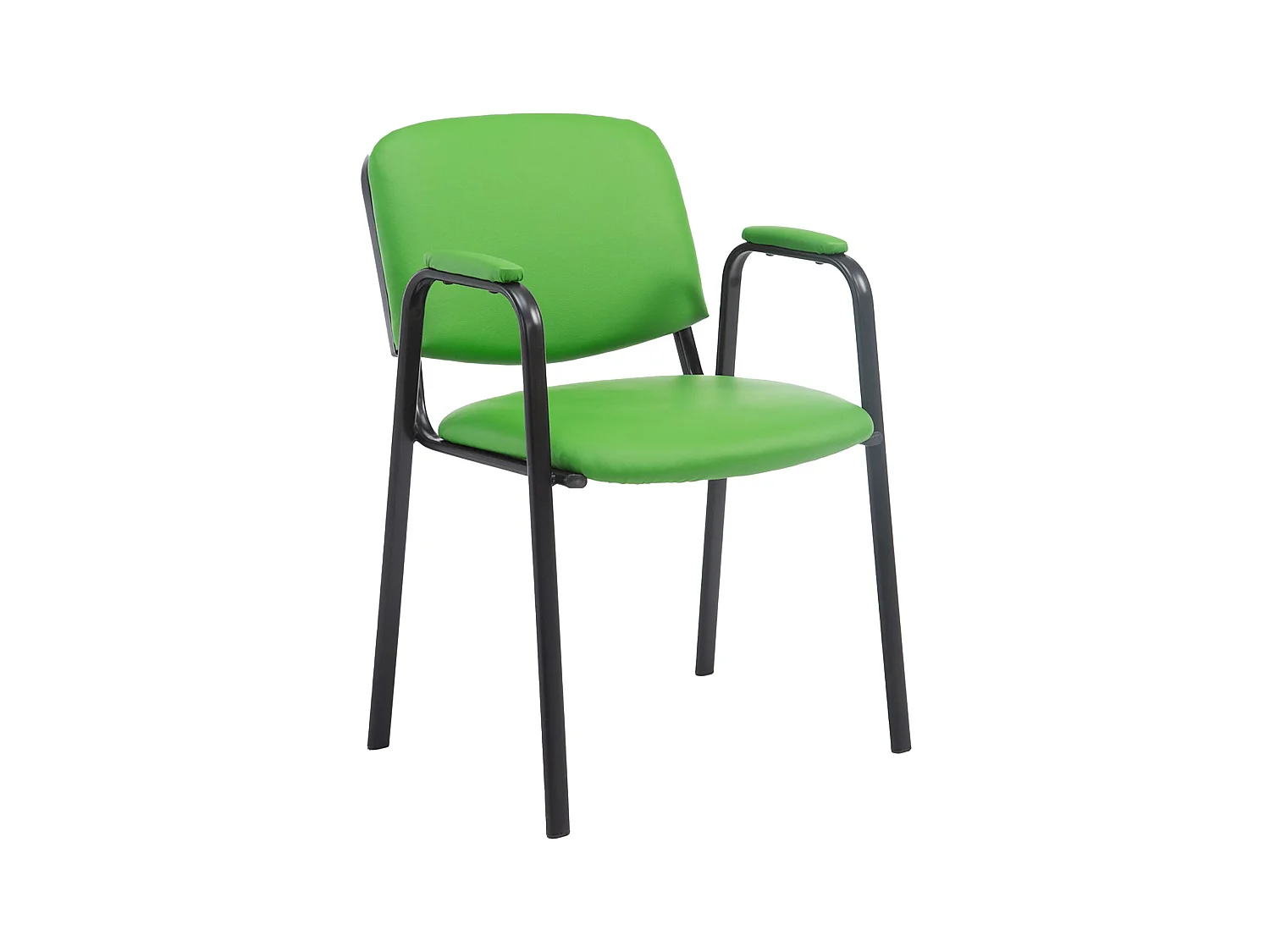 Chaise de conférence - Similicuir & Métal noir mat - Vert - Ken Pro