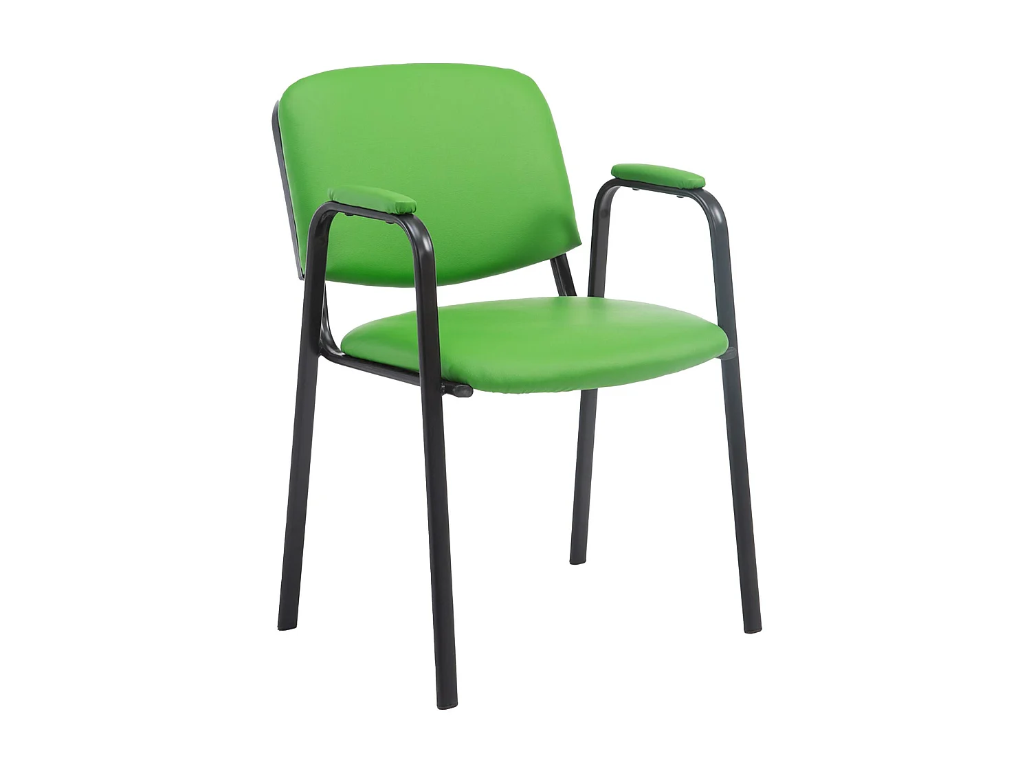 Chaise de conférence - Similicuir & Métal noir mat - Vert - Ken Pro