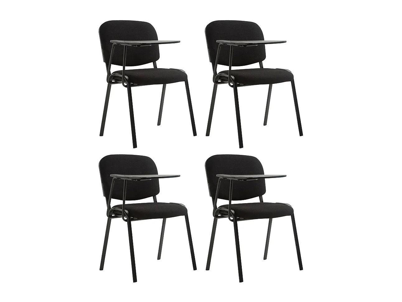 Lot de 4  Chaise de conférence - Tissu & Métal noir mat - Noir - Ken
